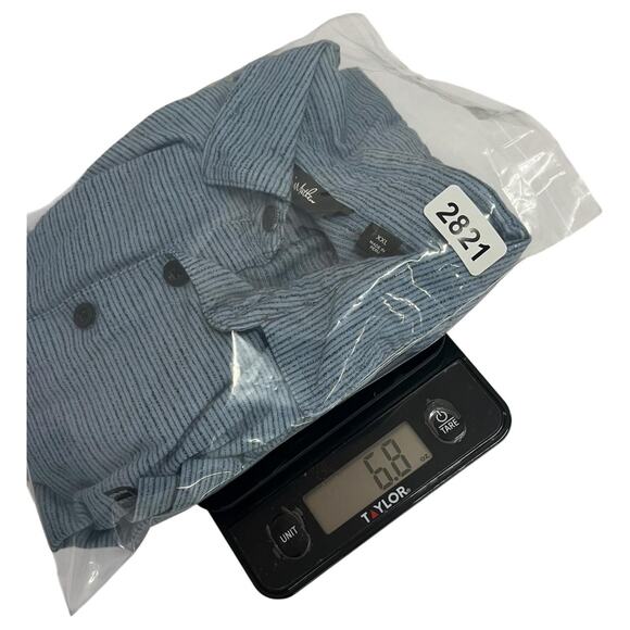 TravisMathew Polo Shirt Mens 2XL Blue Striped Golf Casual Performance Outdoor - Picture 15 of 15